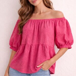 Old Navy Pink Textured Off-Shoulder Top